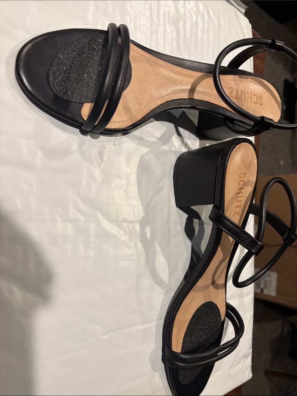 SCHUTZ Black Minimalist Strappy Heeled Sandals - Picture 2 of 4